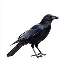 Fototapeta premium Crow Isolated on White Background for Wildlife Marketing Campaigns
