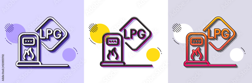 Wall mural gas station line icon. halftone dotted pattern. gradient icon with grain shadow. filling station sig