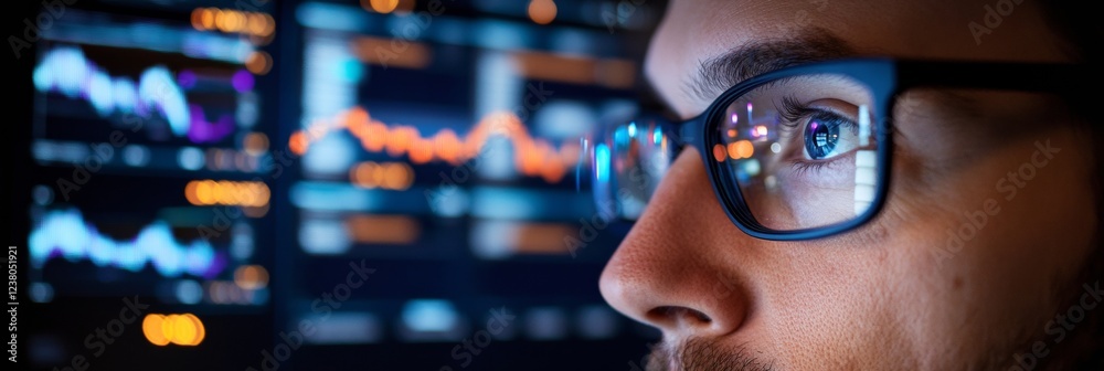 Aufkleber Cutting-Edge Trading Dashboard Professional Analyst with Multi-Screen Display and Data Visualizations - Advanced Market Insights and Strategic Financial Decisions