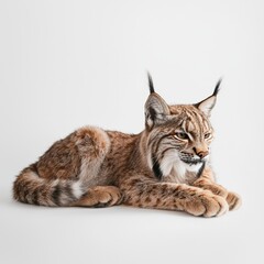 Lynx on white background for wildlife marketing campaigns