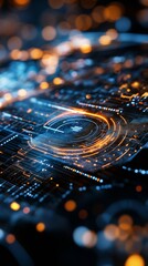 Fototapeta premium Neon Cyber Interface High-Tech Emergency Keypad on Holographic Surface - Cutting-Edge Digital Security and Cybersecurity Solutions for Modern Business Environments