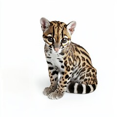 Obraz premium Ocelot Isolated on White Background for Product Displays