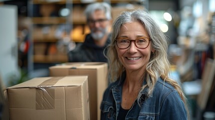 senior people moving into a new home.