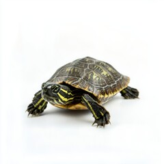 Pond Turtle isolated on white background for wildlife marketing campaigns