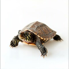 Obraz premium Pond Turtle isolated on white background for wildlife marketing campaigns