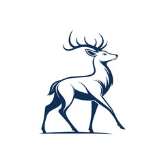 deer silhouette vector line art logo design