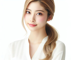 白いブラウスの美女