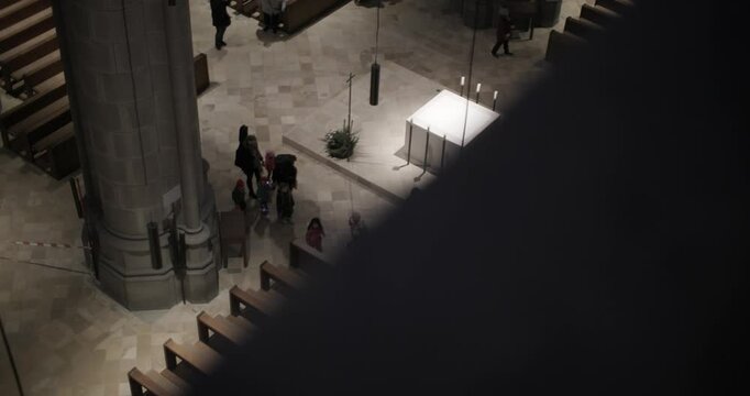 kindergarden group visiting catholic cathedral in Linz