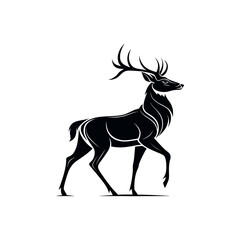 deer silhouette vector line art logo design
