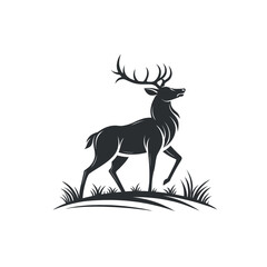 deer silhouette vector line art logo design