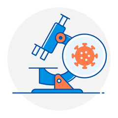 Microscope with Virus Icon, Infectious Disease Study and Medical Research Symbol