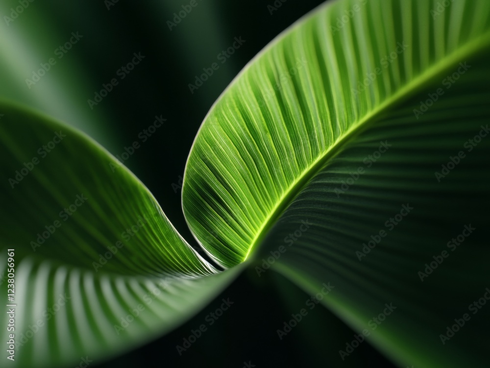Aufkleber futuristic botanical design leaf with geometric abstract patterns and faceted textures - innovative 