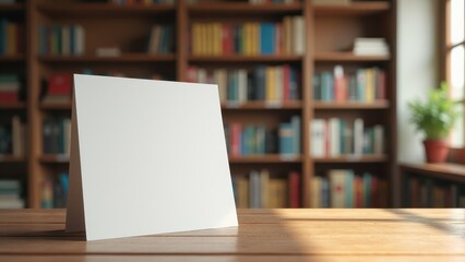 Flyer in Hand Mockup, Library setting with shelves flyer promoting education clearly visible.