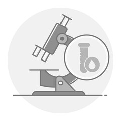 Microscope with Blood Sample Icon, Hematology and Medical Diagnostics Symbol