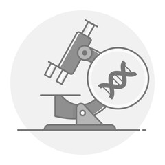 Microscope with DNA Icon, Genetic Research and Biotechnology Symbol