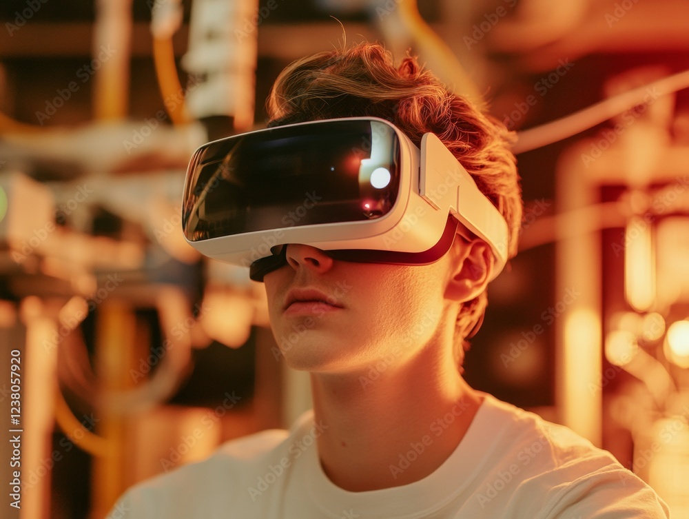 Poster raw tech aesthetic immersive vr experience in industrial studio - enhancing ux design and digital cr