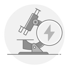 Microscope with Energy Symbol Icon, Renewable Energy and Scientific Innovation Symbol