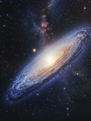 Fototapeta premium Ethereal astrophotography of a spiral galaxy night sky image capture cosmic landscape wide angle mystical beauty