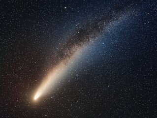 Celestial event bright comet over desert landscape night sky photography tranquil environment astrophotography