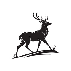 deer silhouette vector line art logo design