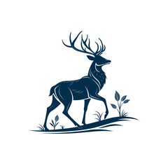deer silhouette vector line art logo design