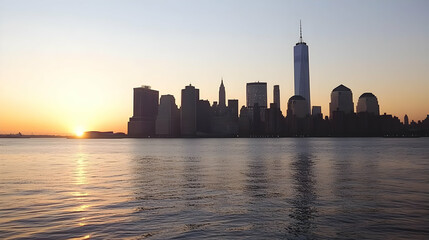 Fototapeta premium new york city skyline at sunset