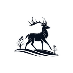 deer silhouette vector line art logo design