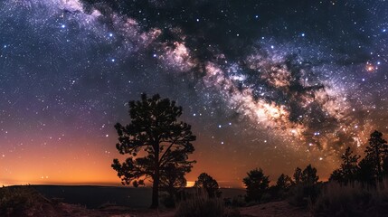 Incredibly beautiful Milky Way galaxy with countless stars illuminating the night sky during a serene summer evening, showcasing the vastness of the universe