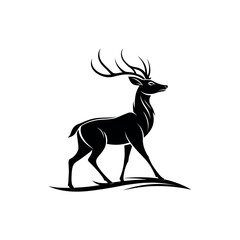 deer silhouette vector line art logo design