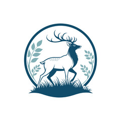 deer silhouette vector line art logo design