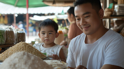 Family Exploring Local Market and Trying New Foods