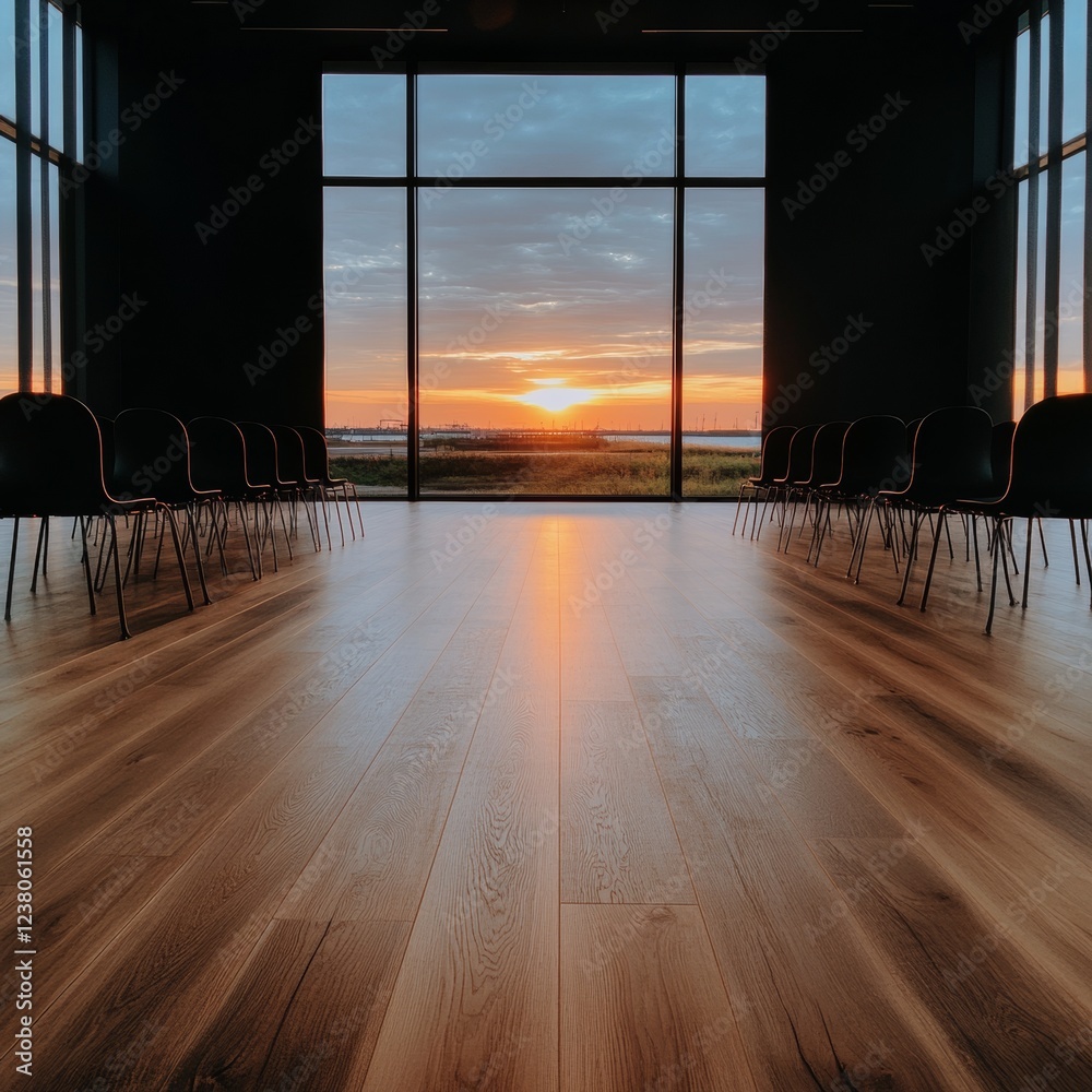 Poster modern learning workshop interactive whiteboards in minimalist classroom with wooden floors - premiu