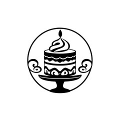 A delectable layered cake, adorned with whipped cream and a candle, sits on a pedestal, a perfect symbol of celebration and sweetness. This image is ideal for bakeries, restaurants, and food blogs.