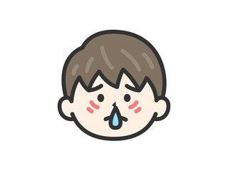 Obraz premium 花粉症の症状の、男性のアイコン（線画カラー）のイラスト