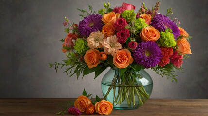 Obraz premium Fresh Flower Bouquet Display