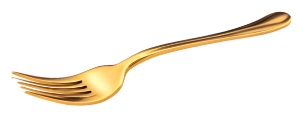 Golden pasta fork on a transparent background. isolated background.