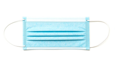 Disposable medical masks on white background