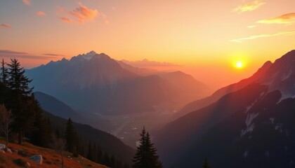 Fototapeta premium Majestic Sunset over the Alpine Mountains