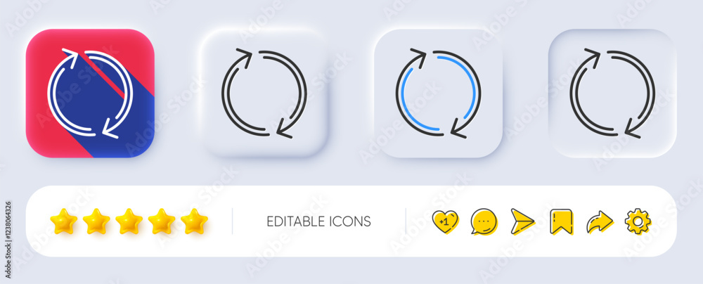 Poster refresh arrow line icon. neumorphic, flat shadow, 3d buttons. rotation arrowhead symbol. navigation 