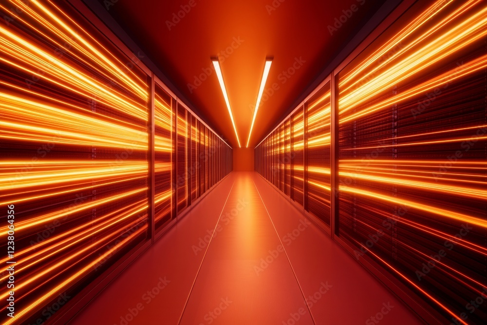 Aufkleber Neon Techscape Dynamic Server Racks and Circuitry with Glow Lines - Cutting-Edge Network Infrastructure for Enhanced Cyber Security Solutions
