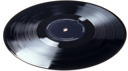 Vinyl record with transparent background, evoking nostalgia and music culture
