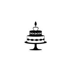 Elegant Two-Layered Cake with Candle: A Perfect Birthday Treat. Delicious dessert, sweet celebration, party food, bakery, wedding, anniversary.