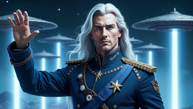 Ashtar, the pleiadian commander of the Silver Fleet, the military branch of the Galactic Federation of Light