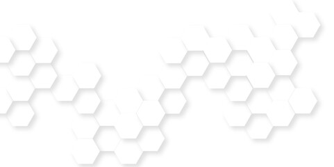 Fototapeta premium Background with hexagons . Abstract background with lines . white texture background . hexagon abstract background. Surface polygon pattern with glowing hexagon paper texture and futuristic business.