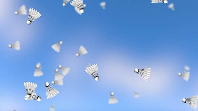 Shuttlecocks Falling Against Blue Sky