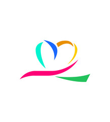 Colorful Abstract Heart Logo Design, Ribbon, Love, Unity, Symbol