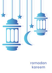 poster greeting the arrival of the holy month of Ramadan with stars and moon with blue theme