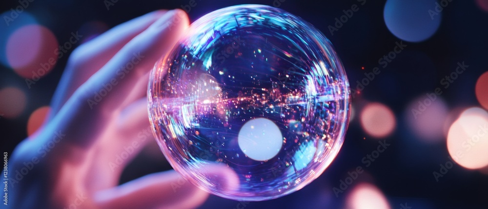 Poster Futuristic Reading Ambience Ethereal Hand and Storybook Icons with Luminous Text - Ideal for Digital Marketing and Publishing Innovation in Tech-Savvy Content Creation