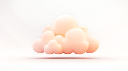 Fototapeta premium HD image of a cloud icon in soft peach color isolated against a white background with high clarity HD