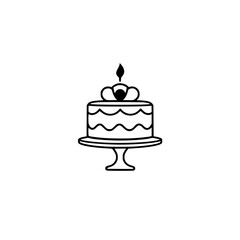 A delightful birthday cake, adorned with a single candle, sits on a cake stand, ready for a joyous celebration. Perfect for adding a touch of sweetness to your designs.